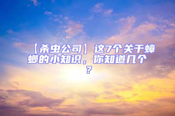 【殺蟲公司】這7個關(guān)于蟑螂的小知識，你知道幾個？