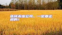 選擇殺蟲公司，一定要正規(guī)的！